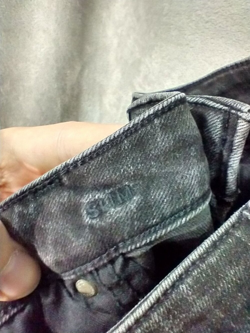 American Eagle Jeans Mens 38x30 Black Denim Airflex Slim Mid Rise Dark Wash - Picture 9 of 10